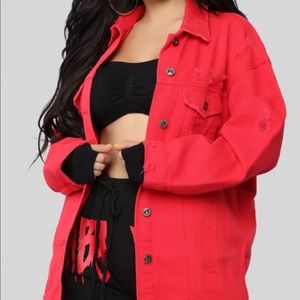 Fashion Nova Red Jean Jacket
